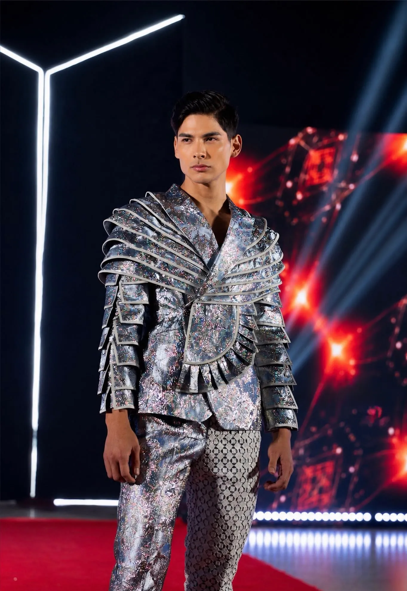 A sculptural Ismaeili Couture jacket on the runway